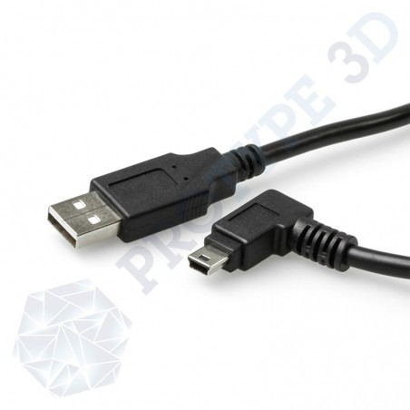 Câble USB 30 cm A / B mini coudé 90°